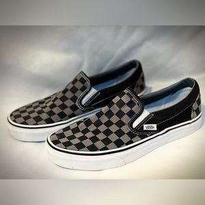 Black & Grey (Gray) Checkered Vans Slip On